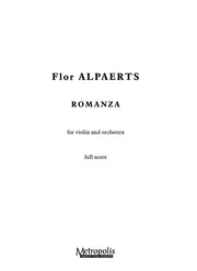 Alpaerts - Romanza for Violin and Orchestra (Full Score) - VLOR6167EM